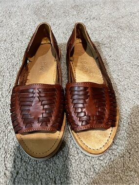 Authentic Leather Woven Huaraches Brown leather woven sandals  #summer size 26